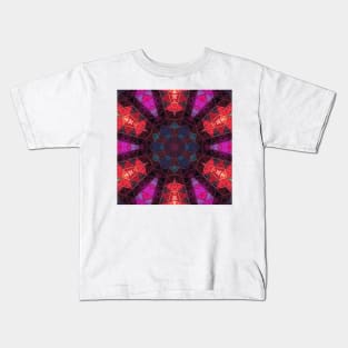 Glass Tile Kaleidoscope Pink Red and Blue Kids T-Shirt